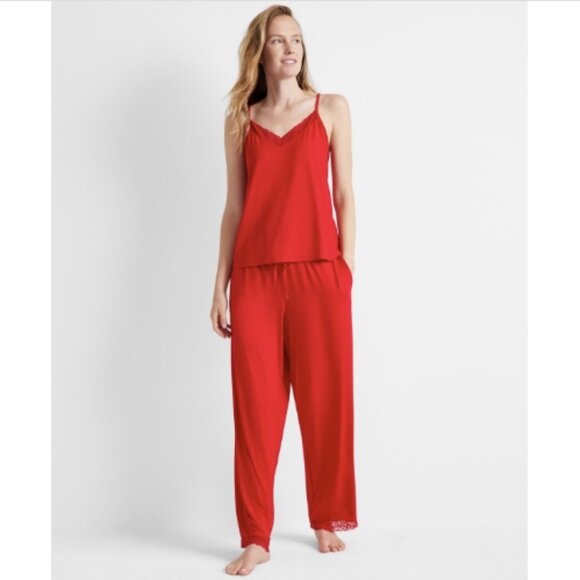 State of Day Women's Lace-Trim Camisole Pajama Set, Tango Red - Picture 1 of 2